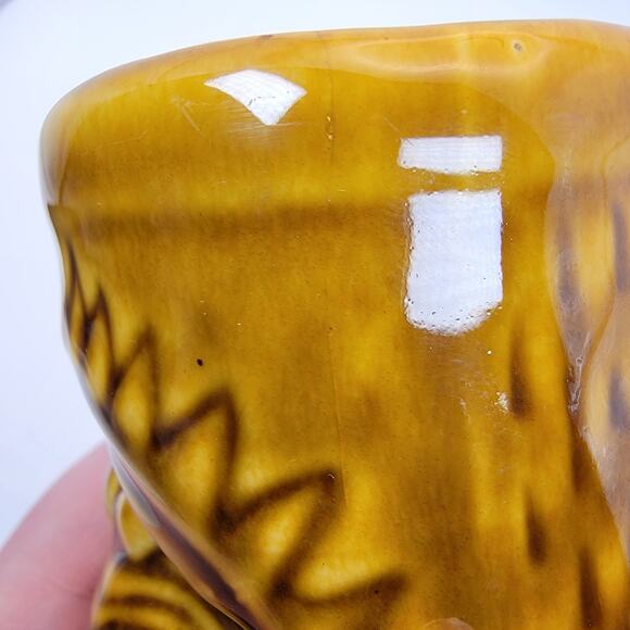 Orchids of Hawaii R-74 Brown Glazed Tiki Mug Vintage Ceramic Barware Taiwan - Picture 8 of 9